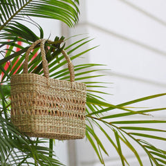 Handcrafted Seagrass Hamper Basket with Jali Pattern