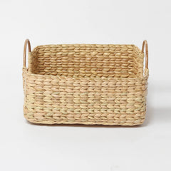 Hand-Braided Seagrass Fruit Hamper Basket with Cane Handle