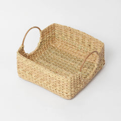 Hand-Braided Seagrass Fruit Hamper Basket with Cane Handle