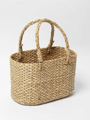 Handwoven Oval Seagrass Fruit Basket with Handle | Versatile Design for Fruits & Pet Carrier