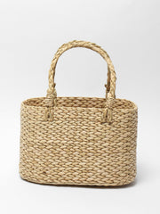 Handwoven Oval Seagrass Fruit Basket with Handle | Versatile Design for Fruits & Pet Carrier