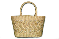 Drygrass Oval Basket with Golden Zig-Zag Rope - Versatile Tote & Beach Bag