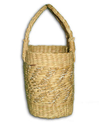 Drygrass Oval Basket with Golden Zig-Zag Rope - Versatile Tote & Beach Bag