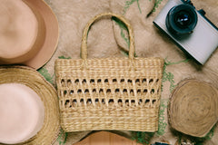 Handcrafted Seagrass Hamper Basket with Jali Pattern