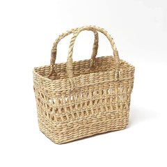 Handcrafted Seagrass Hamper Basket with Jali Pattern