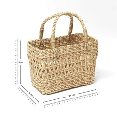 Handcrafted Seagrass Hamper Basket with Jali Pattern