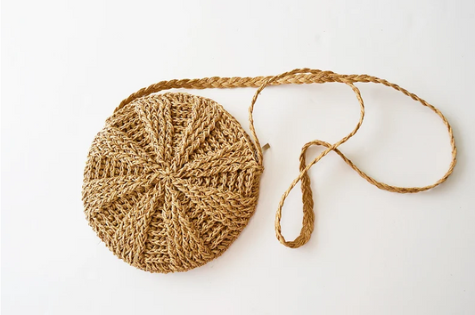 Natural Raffia Crossbody Sling Bag | Premium Handwoven Sustainable Fashion | Eco-Friendly Gifting Option for Her (Brown)