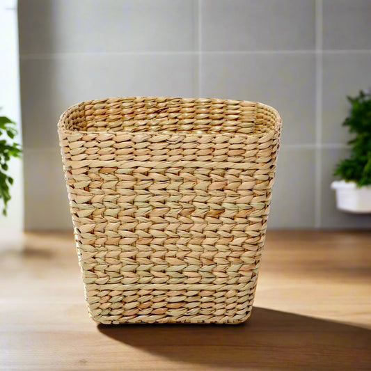 Handwoven Seagrass Dustbin & Planter | Eco-Friendly Basket