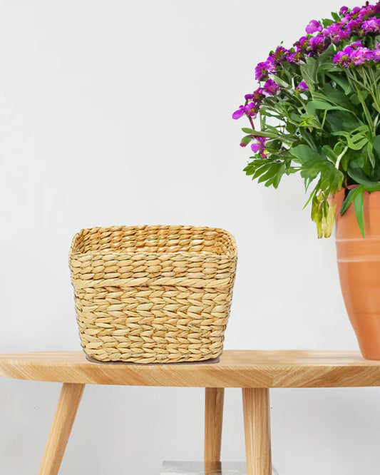 Handwoven Seagrass Dustbin & Planter | Handwoven Biodegradible Basket