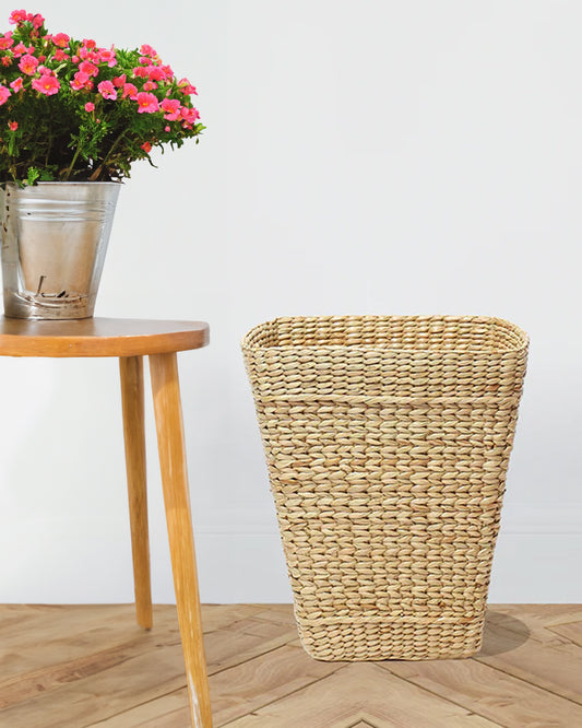 Eco-Friendly Seagrass Dustbin | Handwoven Wicker Basket