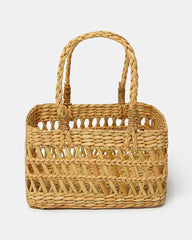 Seagrass Fruit Hamper Basket with Handle | Jali Pattern Design for Elegant Storage