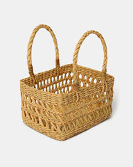 Seagrass Fruit Hamper Basket with Handle | Jali Pattern Design for Elegant Storage