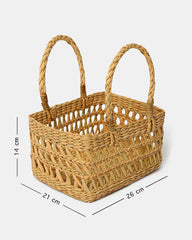 Seagrass Fruit Hamper Basket with Handle | Jali Pattern Design for Elegant Storage