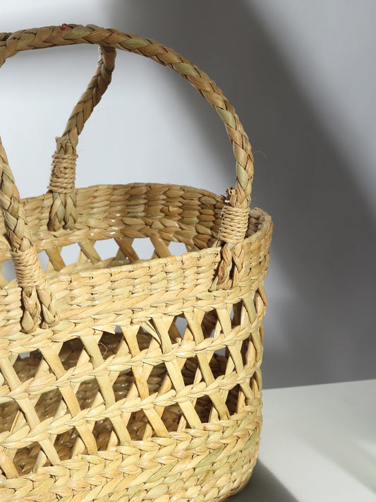 Seagrass Oval Fruit Hamper with Jali Design