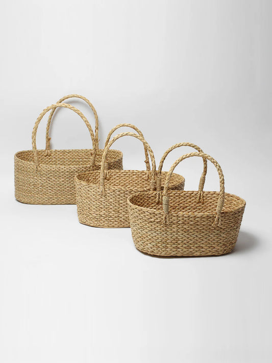 Set of 3 Handwoven Seagrass Baskets - Multipurpose Storage & Gift Hampers