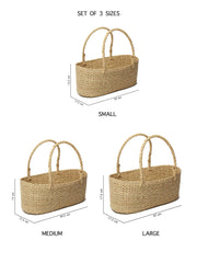 Set of 3 Handwoven Seagrass Baskets - Multipurpose Storage & Gift Hampers