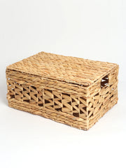 Seagrass Storage & Multipurpose Box with Lid | Jali Pattern for Enhanced Air Circulation