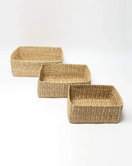 Seagrass Straw Organizer Trays Set of 3 | Hand-Braided Baskets for Storage, Décor, and Gifts