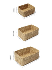 Seagrass Straw Organizer Trays Set of 3 | Hand-Braided Baskets for Storage, Décor, and Gifts