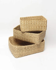 Seagrass Straw Organizer Trays Set of 3 | Hand-Braided Baskets for Storage, Décor, and Gifts