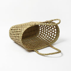 Eco-Friendly Seagrass Straw Oval Basket with Jali Pattern| Ideal for Beach, Travel & Everyday Use