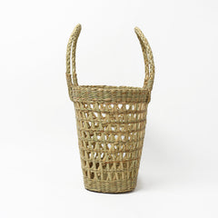 Eco-Friendly Seagrass Straw Oval Basket with Jali Pattern| Ideal for Beach, Travel & Everyday Use