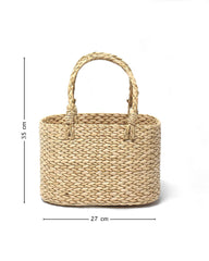 Handwoven Oval Seagrass Fruit Basket with Handle | Versatile Design for Fruits & Pet Carrier